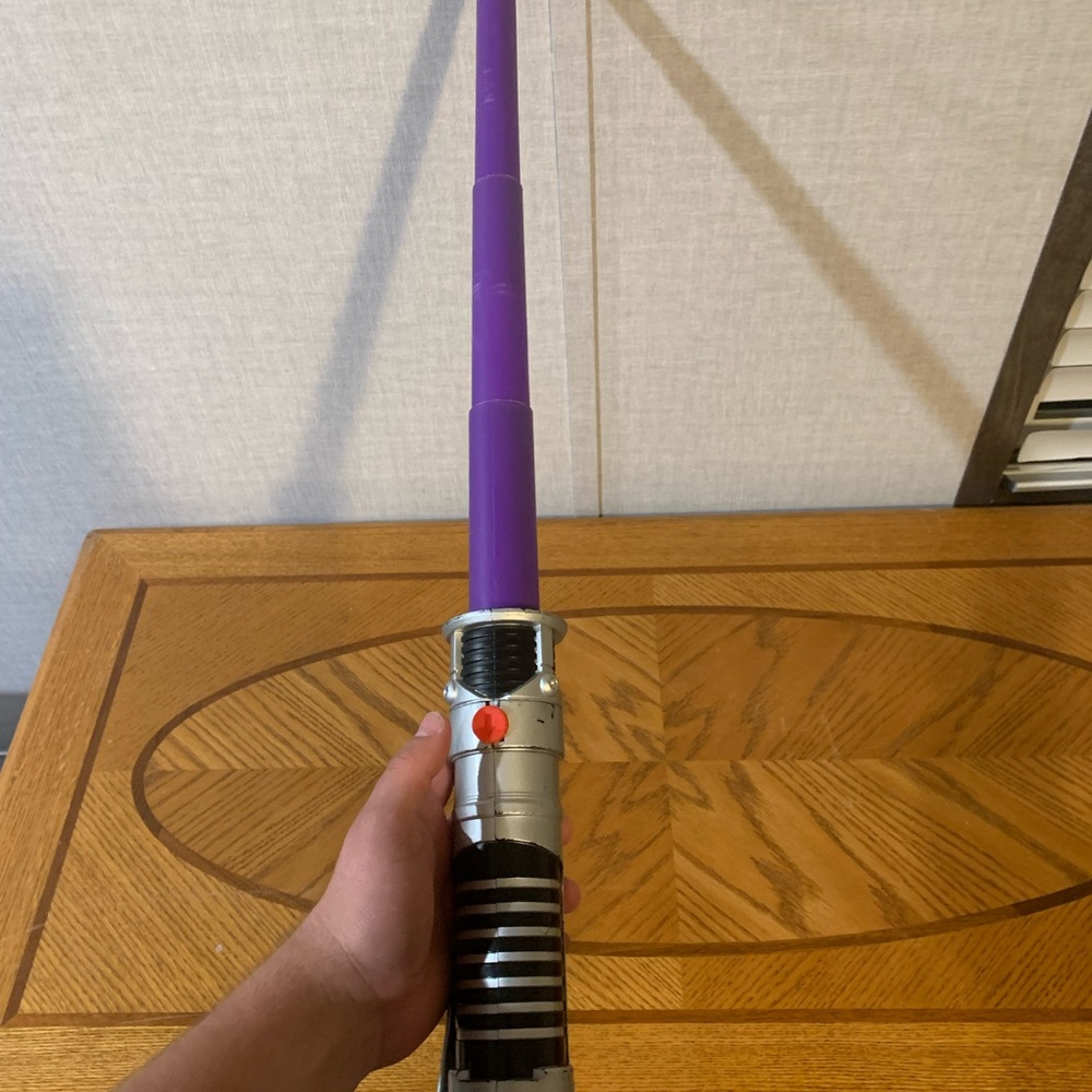 2002 Hasbro Purple obi wan Toy Lightsaber with Silver Hilt